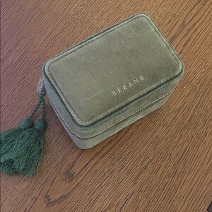 Sézane Green Velvet Jewelry Box